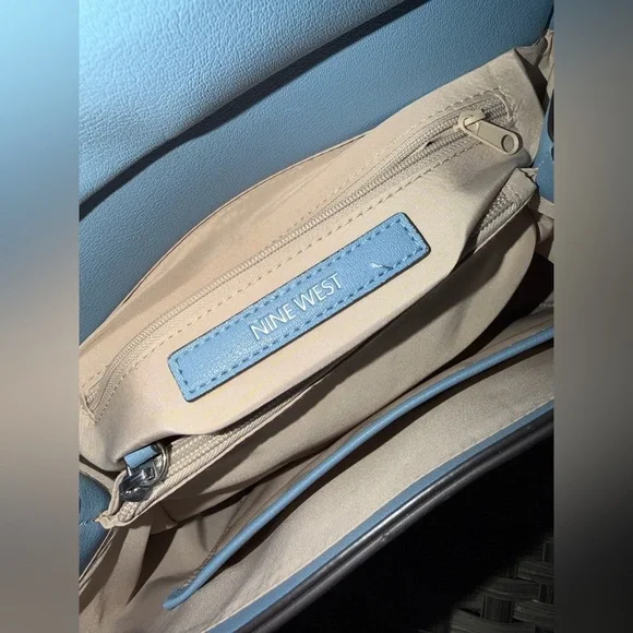 Nine West Light Blue Structured Top Handle Crossbody - Picture 3 of 14